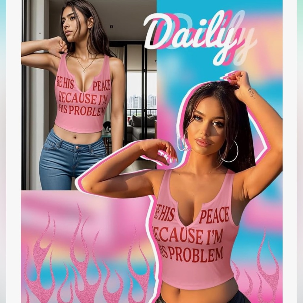 NWT BE HIS PEACE Graphic Crop Top Size Small Pink/Red